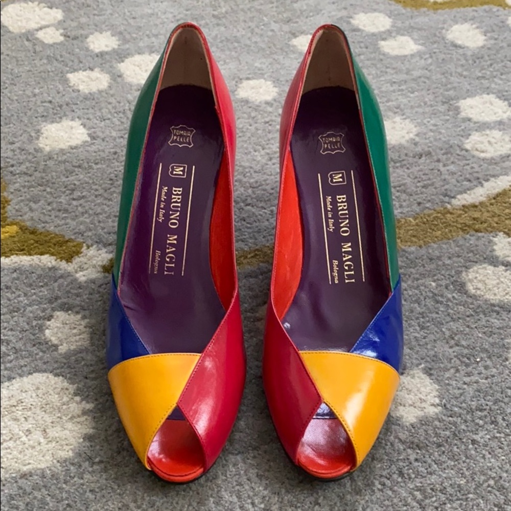 Bruno Magli Vintage Peeptoe Heels Pinup Sz 8 AAA